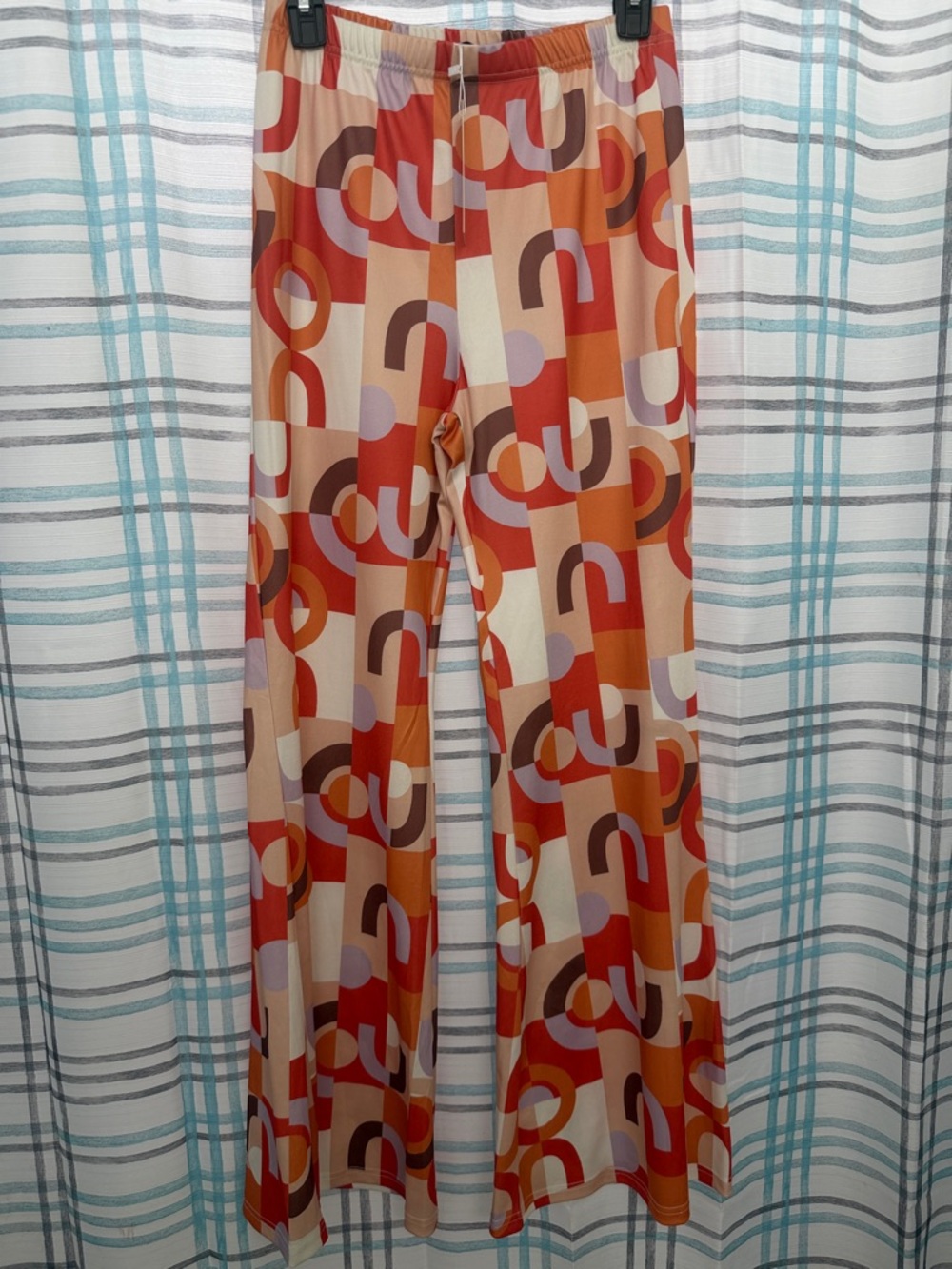 Retro-Inspired Wide Leg Pants in Multi-Color Geometric Print